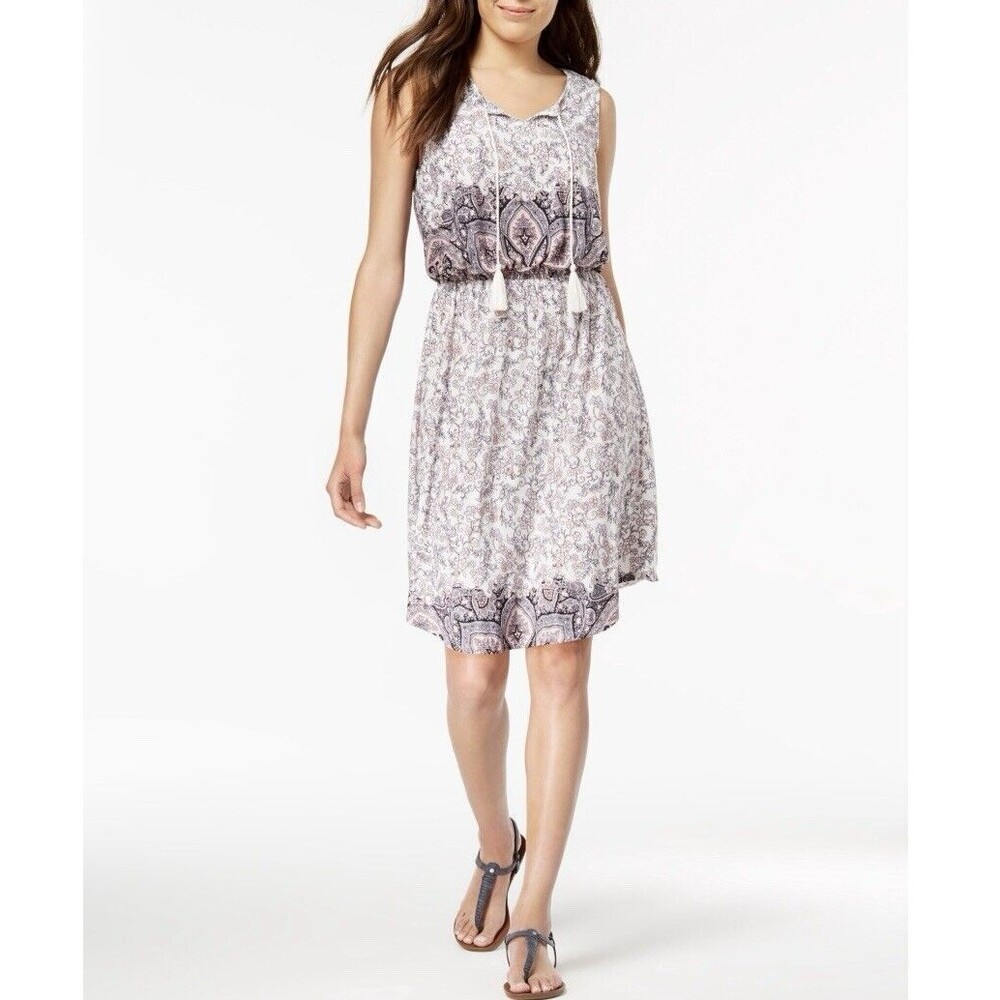 Style & Co Women’s Blouson Dress Size M Sleeveless Floral Paisley elastic waist